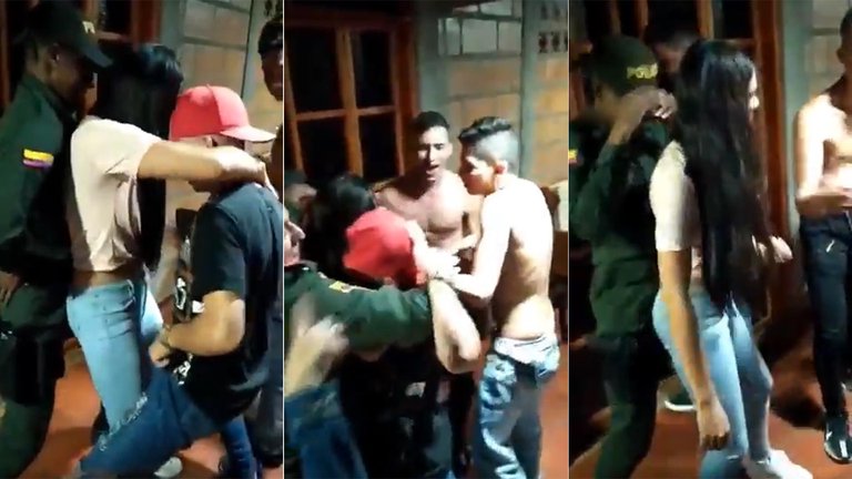 Escándalo en Colombia: policías fueron a detener una fiesta prohibida por la cuarentena y se quedaron bailando