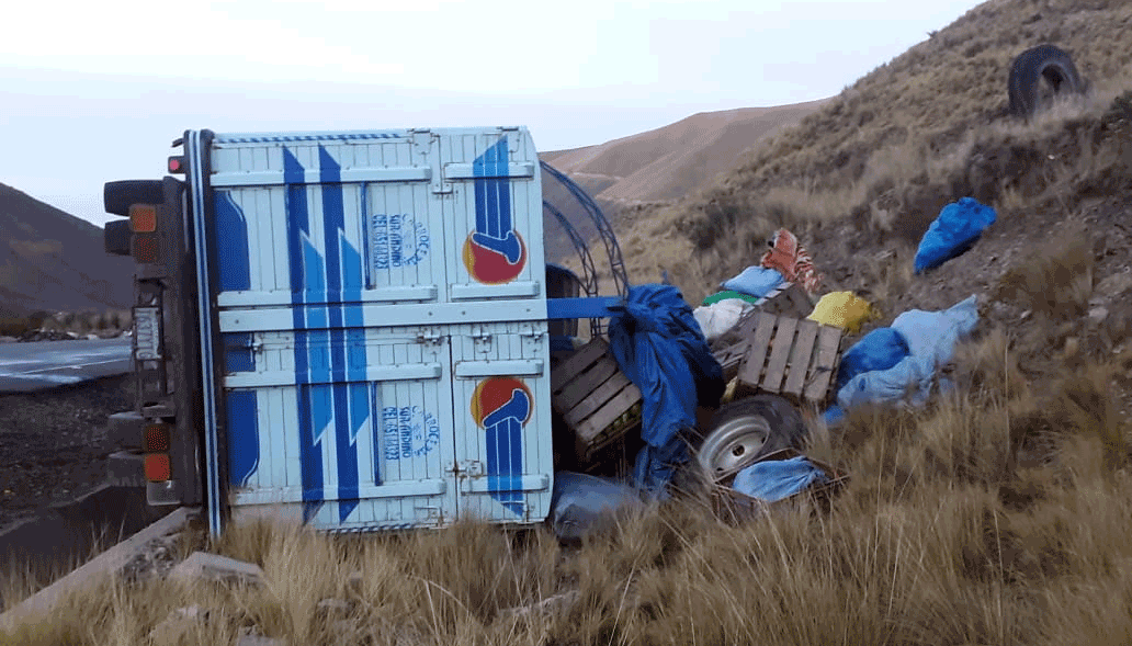 Dos fallecidos y tres heridos por accidente de camión que viajaba de Caranavi a La Paz