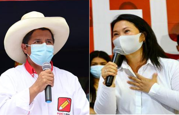 Según conteo rápido de Ipsos al 100%, Castillo obtiene 50,2% y Keiko Fujimori 49,8%