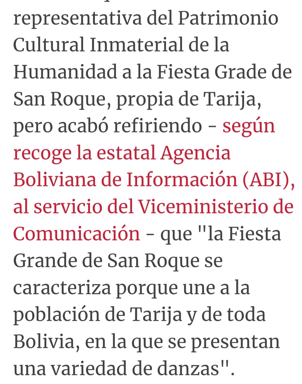 Ministra de Culturas dice que en la Fiesta Grande de San Roque «se presentan variedad de danzas», según ABI