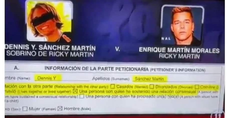 Sobrino de Ricky Martín demanda al artista y afirma que mantenían una relación íntima