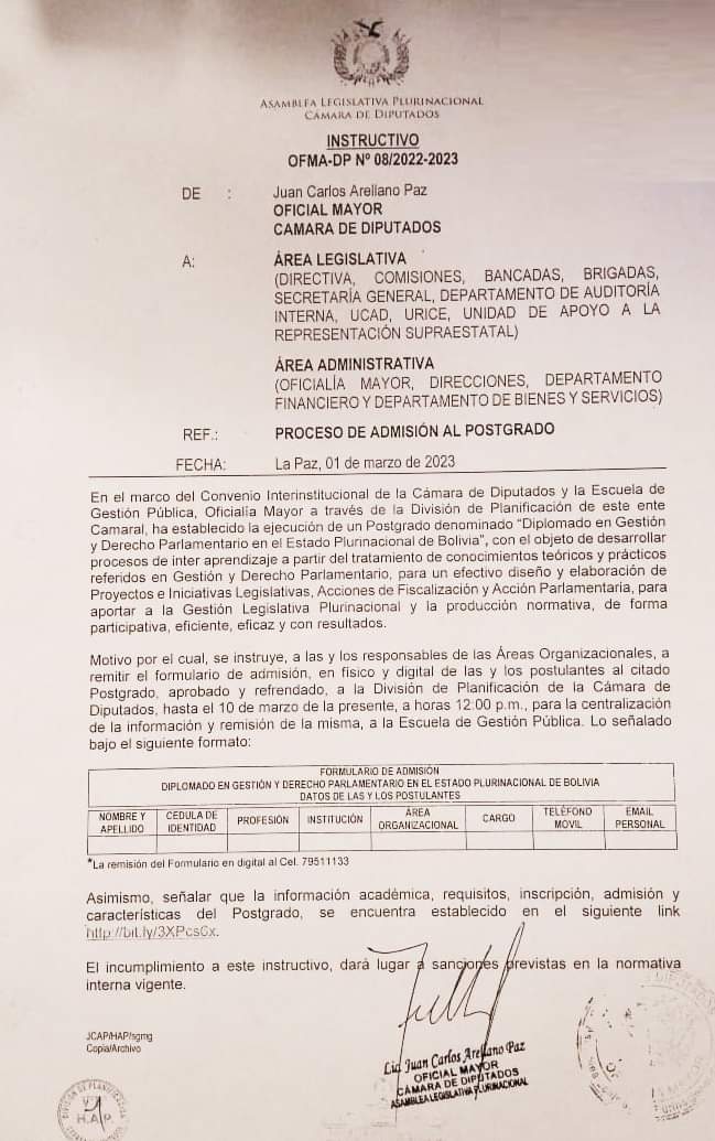Denuncian que en diputados obligan a funcionarios a un posgrado en la EGPP para recaudar recursos para el Gobierno