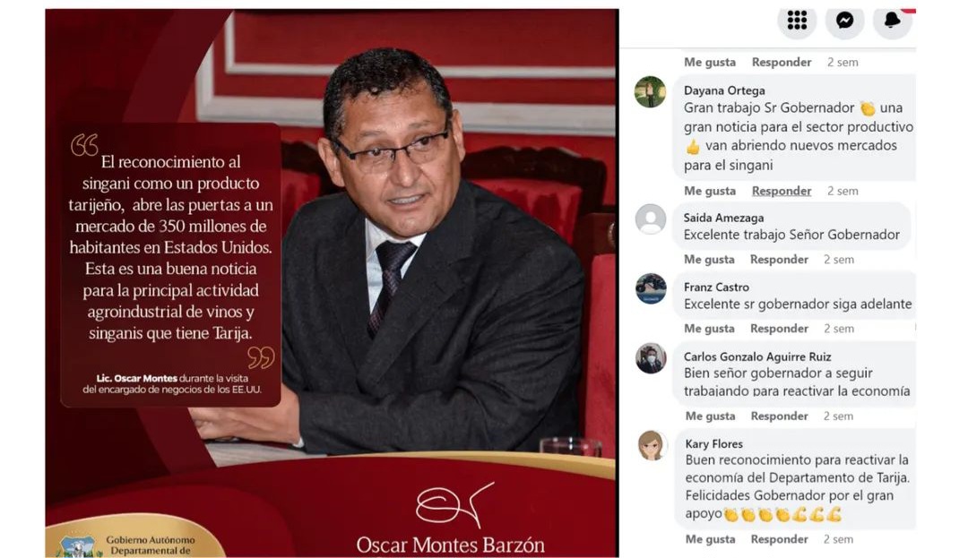 Denuncian que más de 200 cuentas ´truchas’ de Facebook apoyan a la gestión del gobernador de Tarija