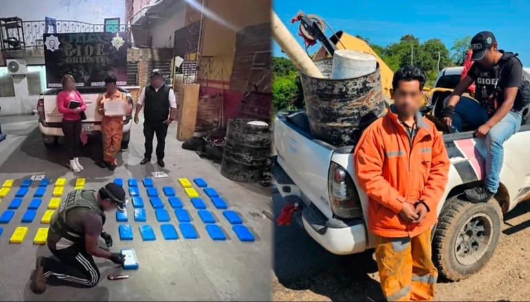 Aprehenden a conductor que transportaba 63 kilos de droga en una camioneta en la ruta La Guardia-Abapó