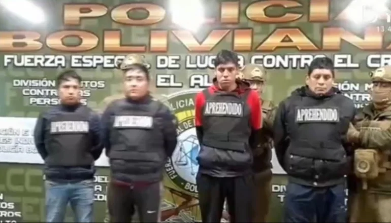 Presentan a banda que maniató a dos niños para robar casi medio millón de bolivianos en casa de un minero