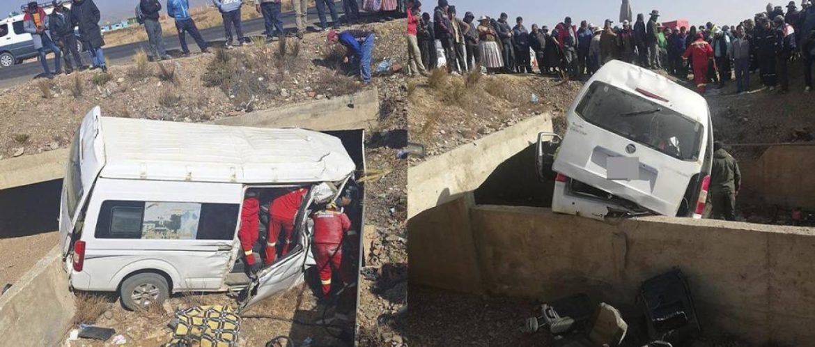 Al menos seis fallecidos y siete heridos luego que un minibús se encunetara en la ruta La Paz – Oruro