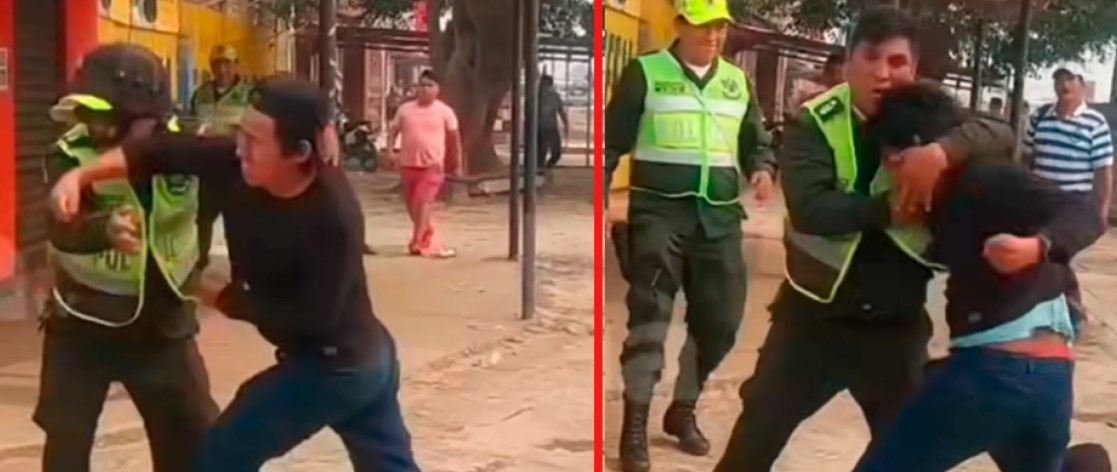 Policía y motociclista se agarraron a golpes en plena vía pública
