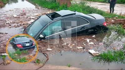 Santa Cruz colapsa tras la lluvia: auto cae a canal, falta de micros y las calles se inundan